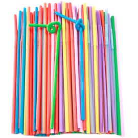 150 Pcs Colorful Plastic Long Flexible Straws - 0.23'' diameter, 10.2" High - Assorted Colors