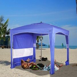 UPWELL Beach Tent Easy Set Up Canopy Sun Shelter Shade with UPF 50+UV Protection Portable Beach Umbrella Outdoor Sunwall with Sand Pockets for Fishing Backyard Camping (Blue)