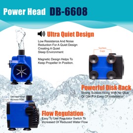 Aqua Dream 160 GPH Submersible Pump(600L/H,12W) Ultra Quiet Adjustable Water Pump For Pond,Aquarium,Fish Tank,Fountain,Hydroponics,Statuary - 1 Pc
