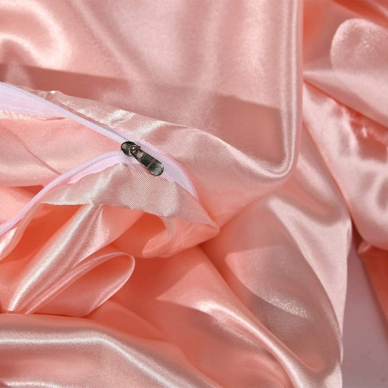 Hotel Quality Pink Duvet Cover Set Single Size Silk Like