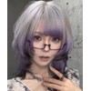 Wig, Wolf Cut, Semi-Long, Straight, Purple, Ash, Gradient, Medium Wig,