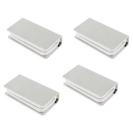 4 Pack Non-Magnetic Latch Clamp - Adjustable Frameless Glass Clip Fits 3-6mm Thickness, Rectangular Metal Glass Door Clamps Magnetic Door Touch Clamp for Cabinets, Bookcases, Wardrobes (Silver)