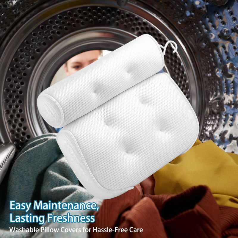 Bath Pillows for Head and Neck, Waterproof Bath Cushion with