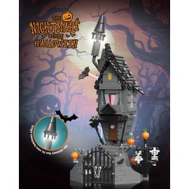 BrickTribe Haunted House Building Toys with Light, Night Before Christmas Haunted Mansion Building Set for Movie Fans and Kids, 581 PCS