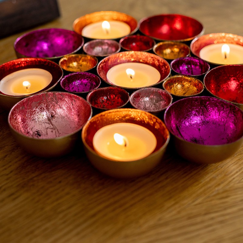 Zeya Tea light holder red pink orange pink | living