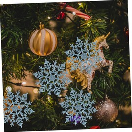 jojofuny 12pcs Christmas Snowflake Decorations 10cm Plastic Flash Powder Snowflakes for Christmas Tree Decor Home Party Decorations