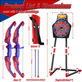 Motivekit Bow and Arrow Set for Kids, 2 Pack Led Archery Set, Bow Arrow Set with 20 Suction Cup Arrows, Target with Stand & 6 Target Cans, Birthday Gift Bow and Arrow Set for Kids 4-6