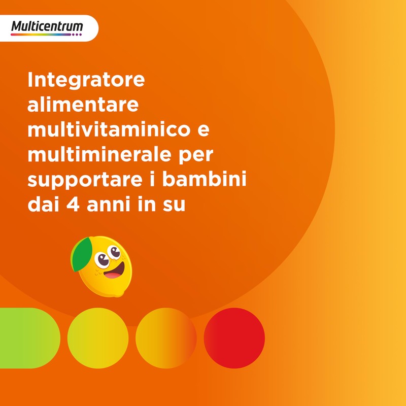 Multicentrum Junior Integratore alimentare Multivitaminico Completo, apporto completo formulato per