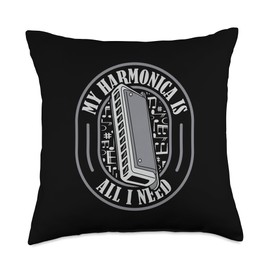 Chromatic Harmonica Accessories Set Beginner Gifts Need Harmonicist Mouth Harp Harmonica Throw Pillow, 18x18, Multicolor