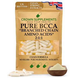 Pure BCAA Essential Amino Acids 3 BCAA's More EAAs to Build and Repair Muscle | High in Leucine | Clean Extracts | Crown Supplements UK (360 Capsules)