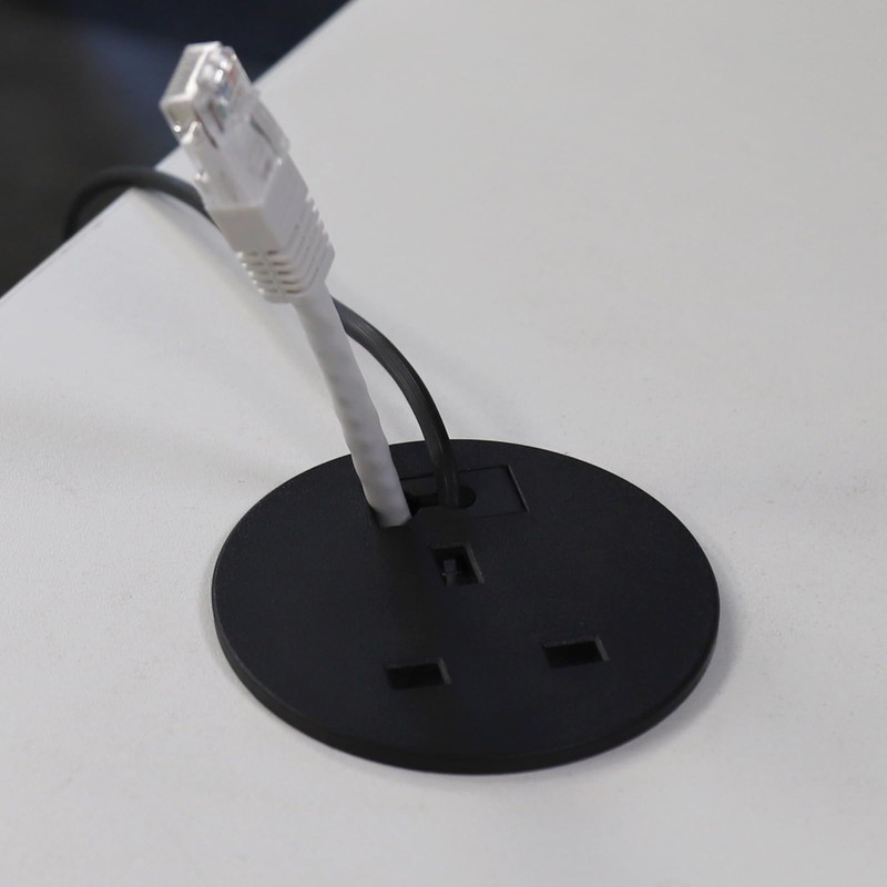 Office Desk Mount 60mm Grommet with UK Mains Power and