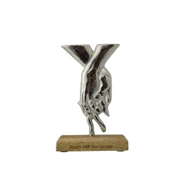 19th Anniversary Holding Hands Decoration – Free Standing Rustic Metal & Wooden Decoration (hsshands19)