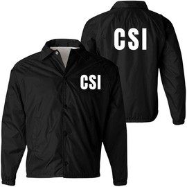 Army Universe CSI Lightweight Coaches Jacket | Crime Scene Investigation Windbreaker Waterproof Coat, Black & White Text - 3XL