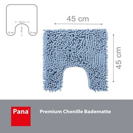 PANA Fluffy Toilet Mat with Cut-Out Chenille Bath Mat in Various Colours and Sizes Bath Mat Absorbent and Washable 45 x 45 cm Colour: Light Blue