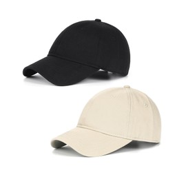 Zylioo Baseball Cap Men's Cap XL/XXL Baseball Cap Adjustable Sports Cap Women for Large Head, 2 Pack-Black+Beige, XXL