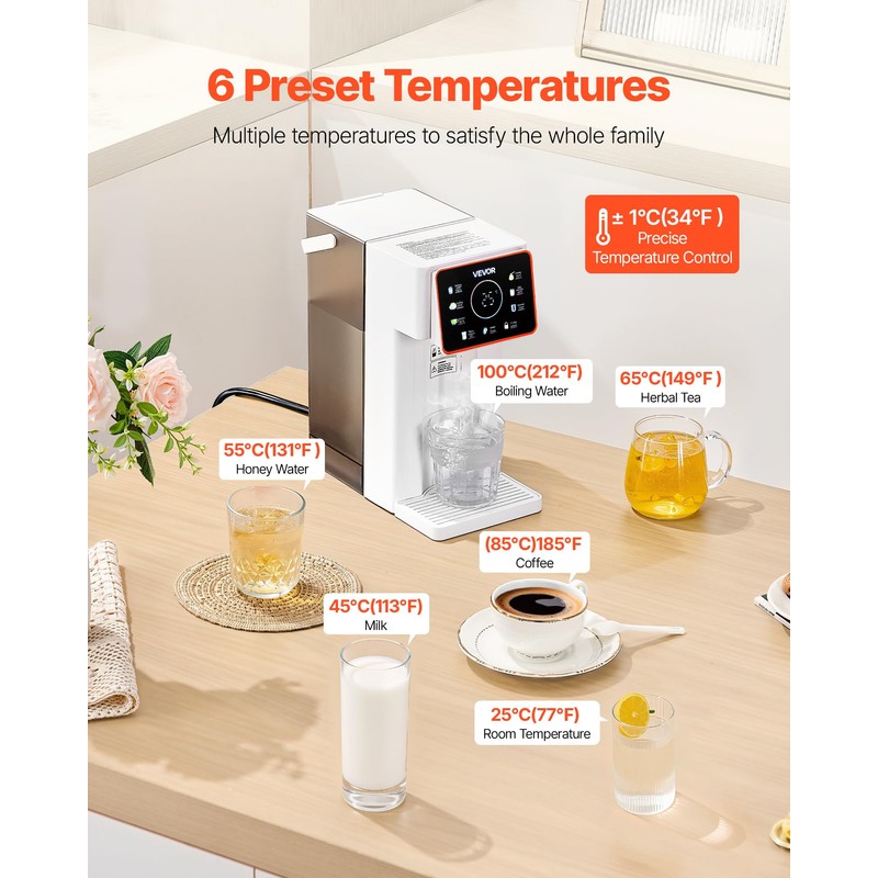 VEVOR Instant Hot Water Dispenser, Countertop Boiling Water Dispenser with
