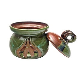 Ceramic Garlic Storage Keeper, Made in the USA, Green, Hand Dipped