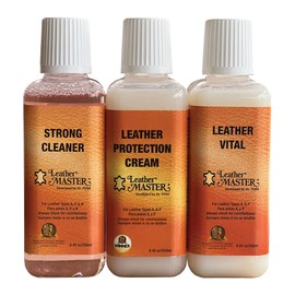 Leather Master Strong Leather Care Bundle - 250 ml Exceptional Leather Care Stain Remover, Protector and Polish Kit. Made to Clean Leather Accessories, Auto Detailing, Furniture, Handbags and Shoes