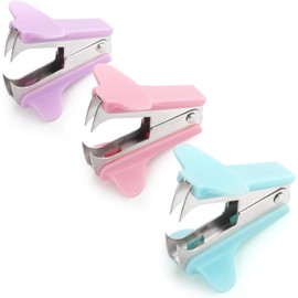 3Pcs Staple Remover Staple Puller Removal Tool for School Office Home Staple Removers (Blue, Pink, Purple)