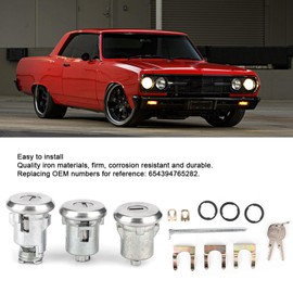 WQAPVHBG Car Door Lock Replacement, OE Number 654394765282 Key Cylinders and Car Door Trunk Keys, Iron Trunk Boot Lock Cylinder Kit as Accessories Replacement for Trunk Lock