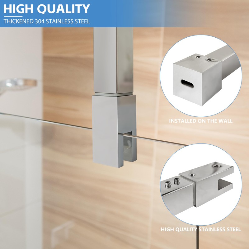 Shower Door Support Bar, Wall-to-Glass Support Arm 500-850mm Long to
