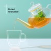 JoyJolt Fluted Glass Teapot Set 33.8oz w/Double Wall Glasses 13.5oz,