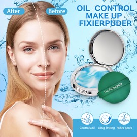 Oil Control Face Pressed Powder,Jelly Gesichts Make-up Fixierpuder,Face Make-Up Fixing Powder,Powder-Free,Delicate and Skin-Friendly,Long-Lasting Finish,Lightweight,Waterproof