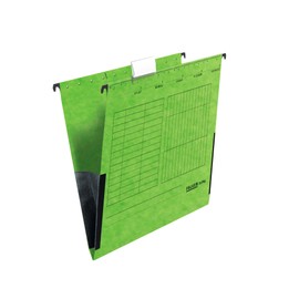 Original Falken 5-pack hanging file UniReg. Made in Germany. Made of recycled cardboard for DIN A4 with linen frogs green Blue Angel ideal for loose leaf filing in the office and public authority