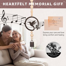 Hummingbird Wind Chimes for Loss of Loved One, Unique Memorial Windchime Sympathy Bereavement Bell Ornament Gift for Lost Mother Father Friends Women, Boho Home Decor for Window Porch