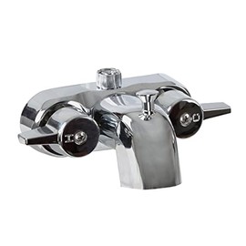 AMER BRASS Empire Faucets Tub Diverter Spout - 3 3/8in Shower Diverter Valve with Chrome Plated Finish and Hot and Cold Turn Knobs