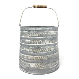 Embossed Metal Bucket Large Utensil Holder Organizer