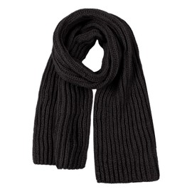 Pesaat Women Long Scarf Winter Men Knit Scarves Fashion Ladies Scarf Warm Shawl Warps Solid Chunky Cable Knitted Scarf for Women Mens (Black)
