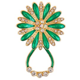 NOUMANDA Summer Fashion Jewelry Crystal Green Flower Magnetic Eyeglass Holder Brooch Pin For Women (gold)