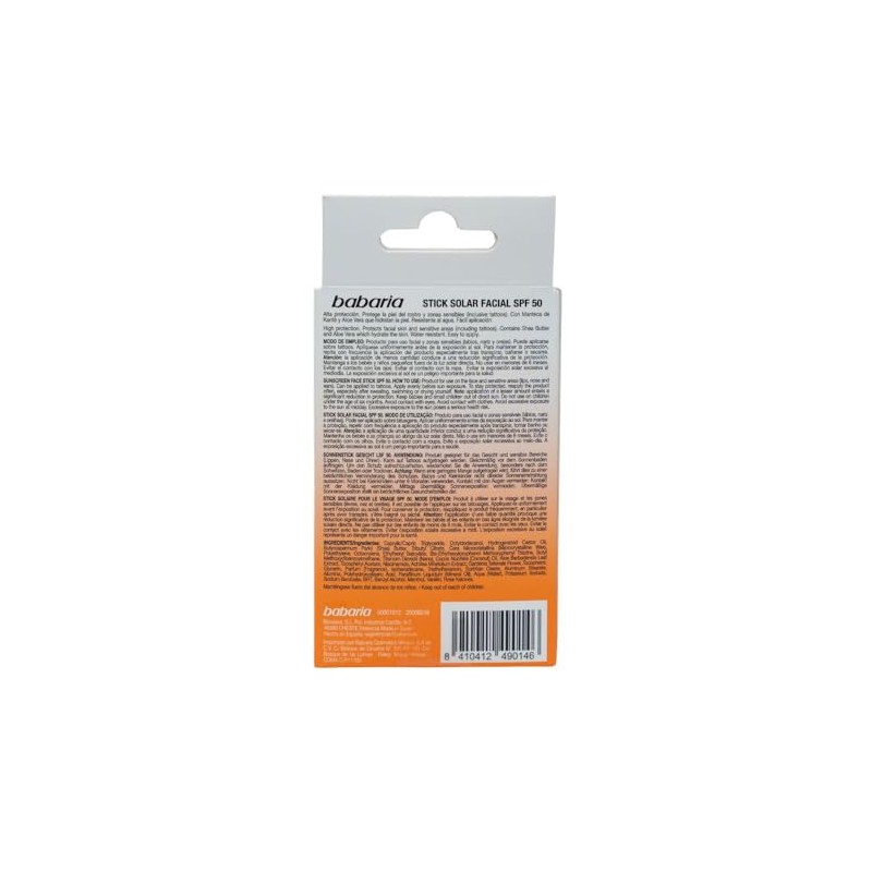 Babaria - Bloqueador Solar Facial en Barra FPS 50 Protector