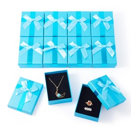 Spritewelry 12pcs Jewelry Gift Boxes 68x90x30mm Rectangle Cardboard Small Gift Boxes Jewelry Package Storage Case with Bowknot for Necklace Ring Earring Bracelet Blue
