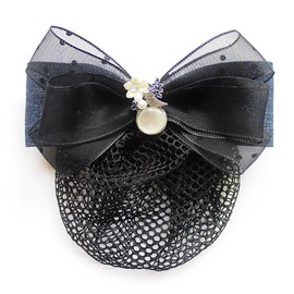 Bowknot Hair Snood Net Barrette Bun Cover Bow Hair Clip Rhinestone Bow Bun Cover Hairnet Elastic Mesh Hair Clips