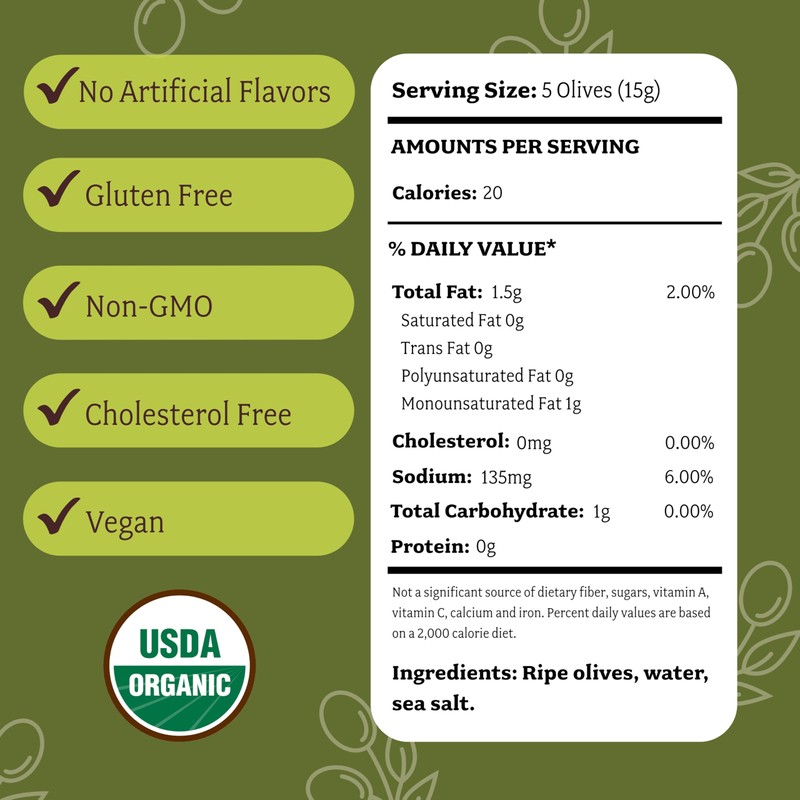 Lindsay Organic Medium Black Ripe Pitted Olives, 6 Oz (Pack