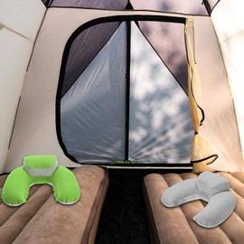 M METERXITY Travel Foot Rest Pillow - Portable Inflatable Leg Rest Pillow with Air Pump, Apply to Airplane Train Home Office(15 x 11 Inch, Gray)