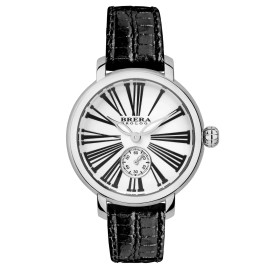 BRERA OROLOGI NEW Brera Orologi VALENTINA CLASSIC Silver/Black Leather Womens Watch BRVACL3801