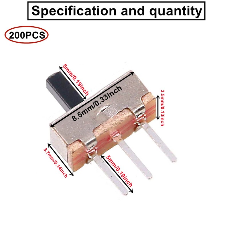 HUAZIZ 200 Pieces Mini Slide Switch Vertical Foil Switch 3