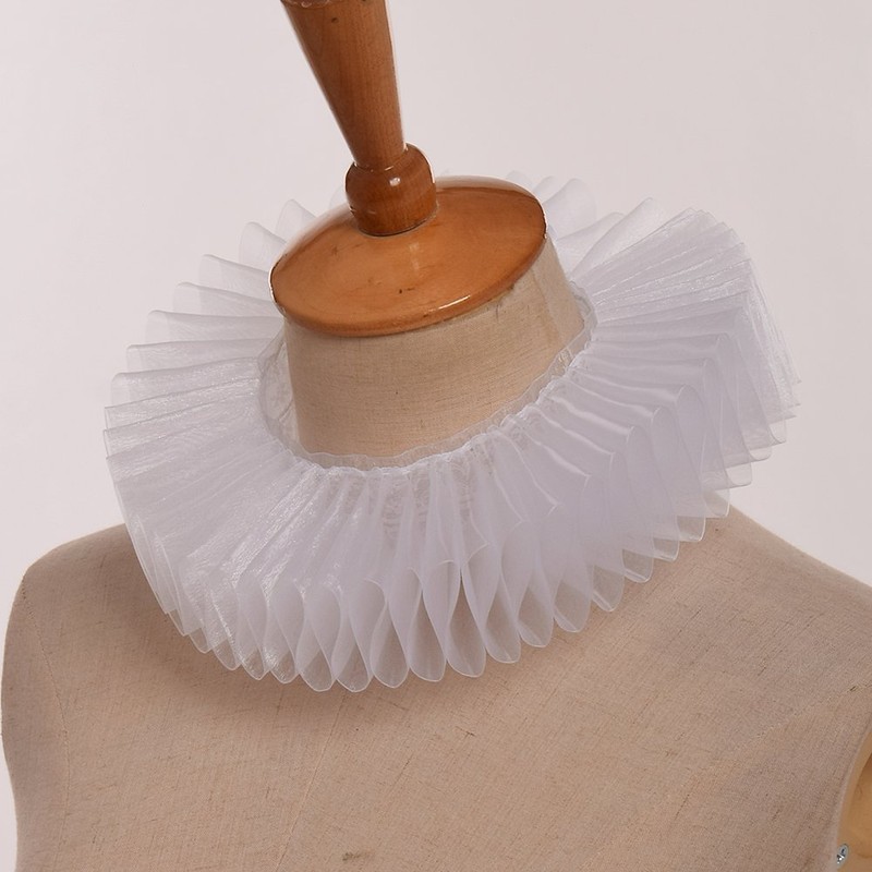 GRACEART Renaissance Elizabethan Ruffle Neck Collar, One size, White