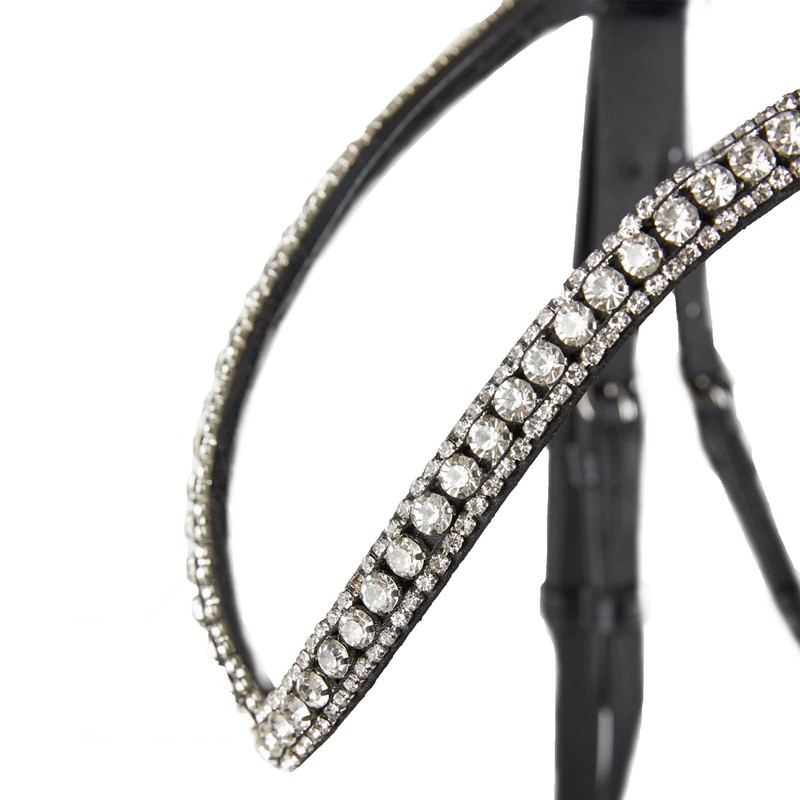 HORZE Grayson Classic Dressage Ergonomic Bridle - Black/White - Warmblood