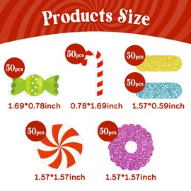 300Pcs Candy Confetti for Table Decor Glitter Colorful Rainbow Sprinkles Donut Lollipop Candy Cane Scatter Paper for Sweet Dessert Theme Baby Shower Birthday Valentine’s Day Party Decorations Supplies