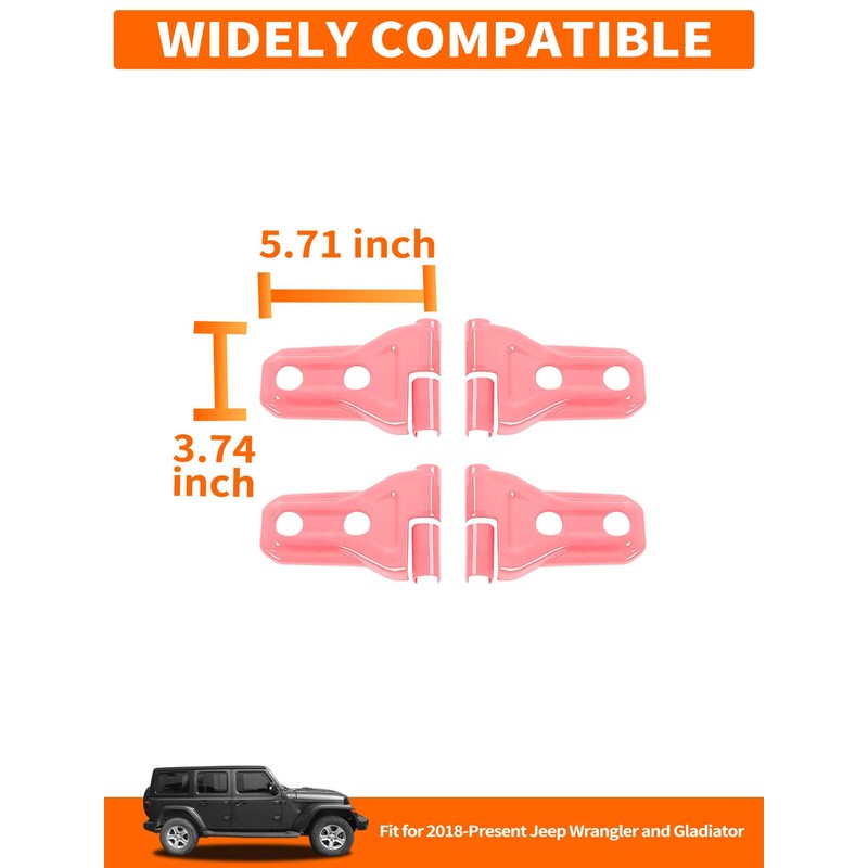 Savadicar 4-Piece Pink Door Hinge Cover Trim Set for Jeep