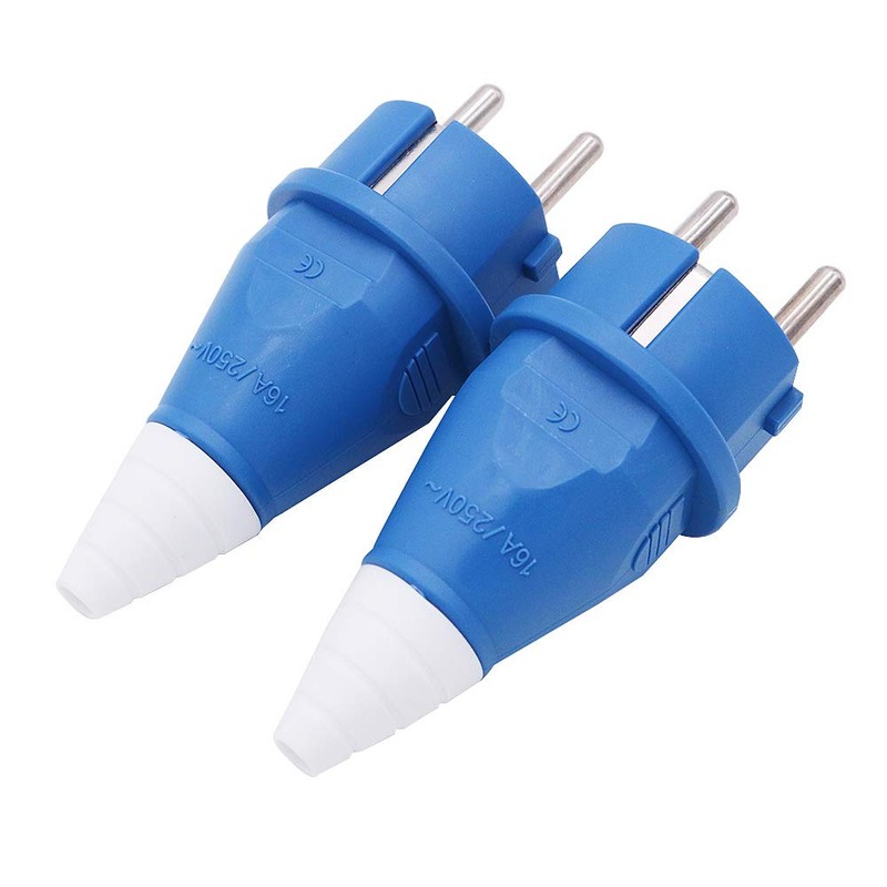 POFET 2Pcs 250V 16A IP44 Waterproof 2 Male Poles +