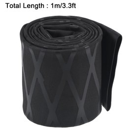 sourcing map Shrink Tube for Fishing Rod Handles, 40mm Diameter, 65mm, Flat 3.3ft 1.8:1, Black