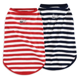 CtilFelix Dog Shirt Striped Clothes Stretchy Vests for Small Medium Large Dogs Boy Girl Cat Apparel Soft Cotton Puppy T-Shirts Lightweight Pet Tank Top Kitten Outfit Pack-2 Red & Blue 4XL