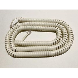 The VoIP Lounge 25 Foot Long Handset Receiver Curly Cord for Landline Phone Light Ivory Color