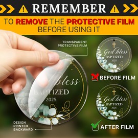 HEXMOZ Baptism Gifts - Christening Gifts for Boys Girls Kids Adults Men Women - Baby Boy, Girl Catholic Baptism Gift for Godson, Goddaughter - Cross Decoration God Bless Baptized Acrylic Ornament 2025