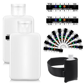 Shmian 14 Pcs Urine Test Complete Kit-2 Portable 3oz Empty Bottles, 1 Pcs Oxford Pouch Hi-Stretch Hidden Leg Straps,10 Adhesive Temperature Urine Test Strips for Urinalysis, Convenient Use at Home